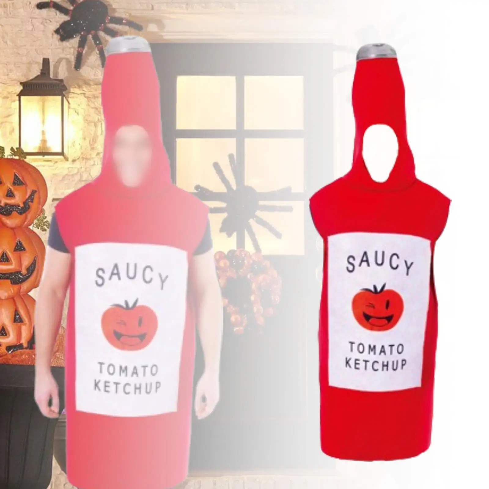 Ketchup Costume Halloween Portable Fancy Dress for Roles Playing Party Supplies