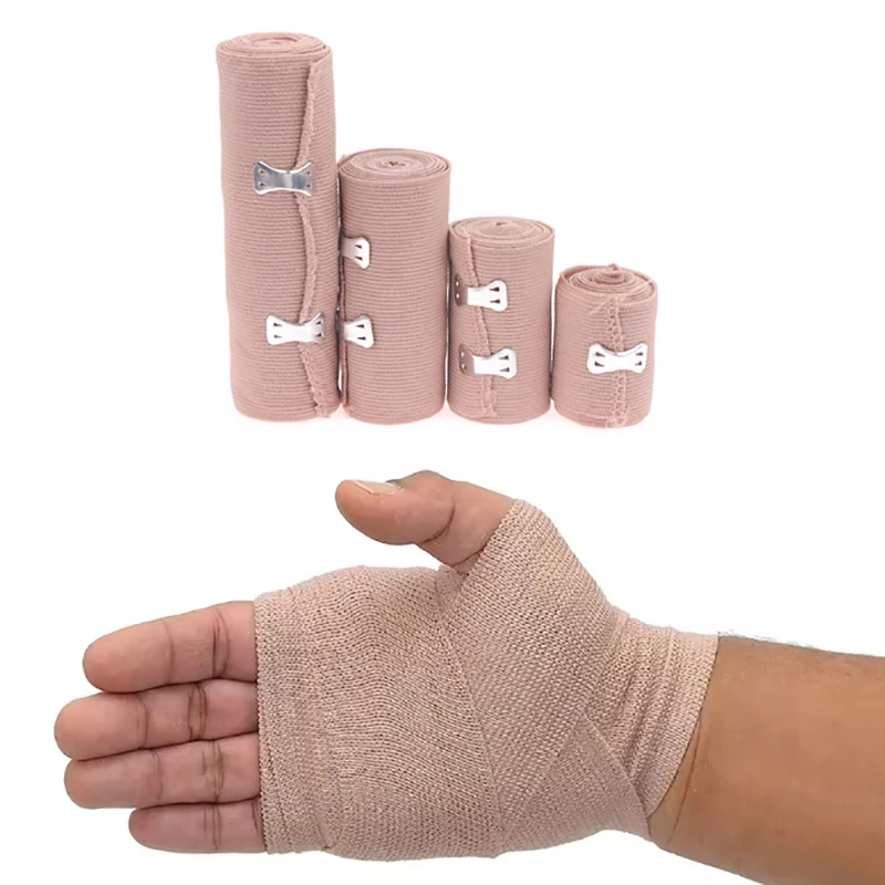 *1 Roll Compression Bandage Wrap With Clips Sports Bandages Tape For Ankle Wrist Arm Leg  First Aid Bandages Measure