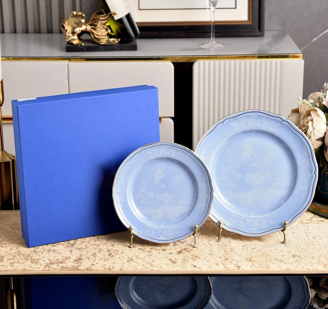 High-end Oosterse Serie Koffiekop en Schotel Keramische Mok Roze Geel Blauw Groen Bedrukte Borden Theekop Set Geschenkdoos Souvenir