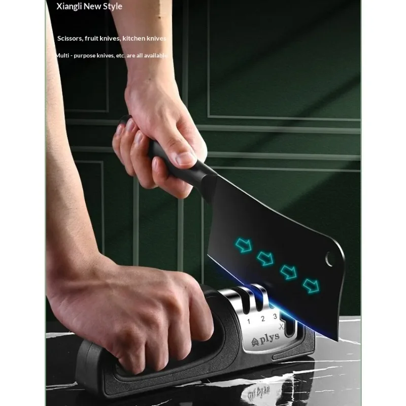 4 in1 Kitchen Knife Sharpener Stainless Steel Multi-purpose Quick Sharpening Tool with 4 Slots for Home Durable Kitchen Utensils
