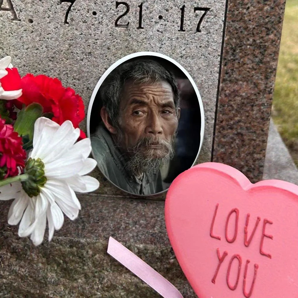 2D Flat Not 3D 1pc Custom Photo Memorial Headstone Tile Personalized Grave Marker with Oval Design Oval Gravestone Marker - view 2