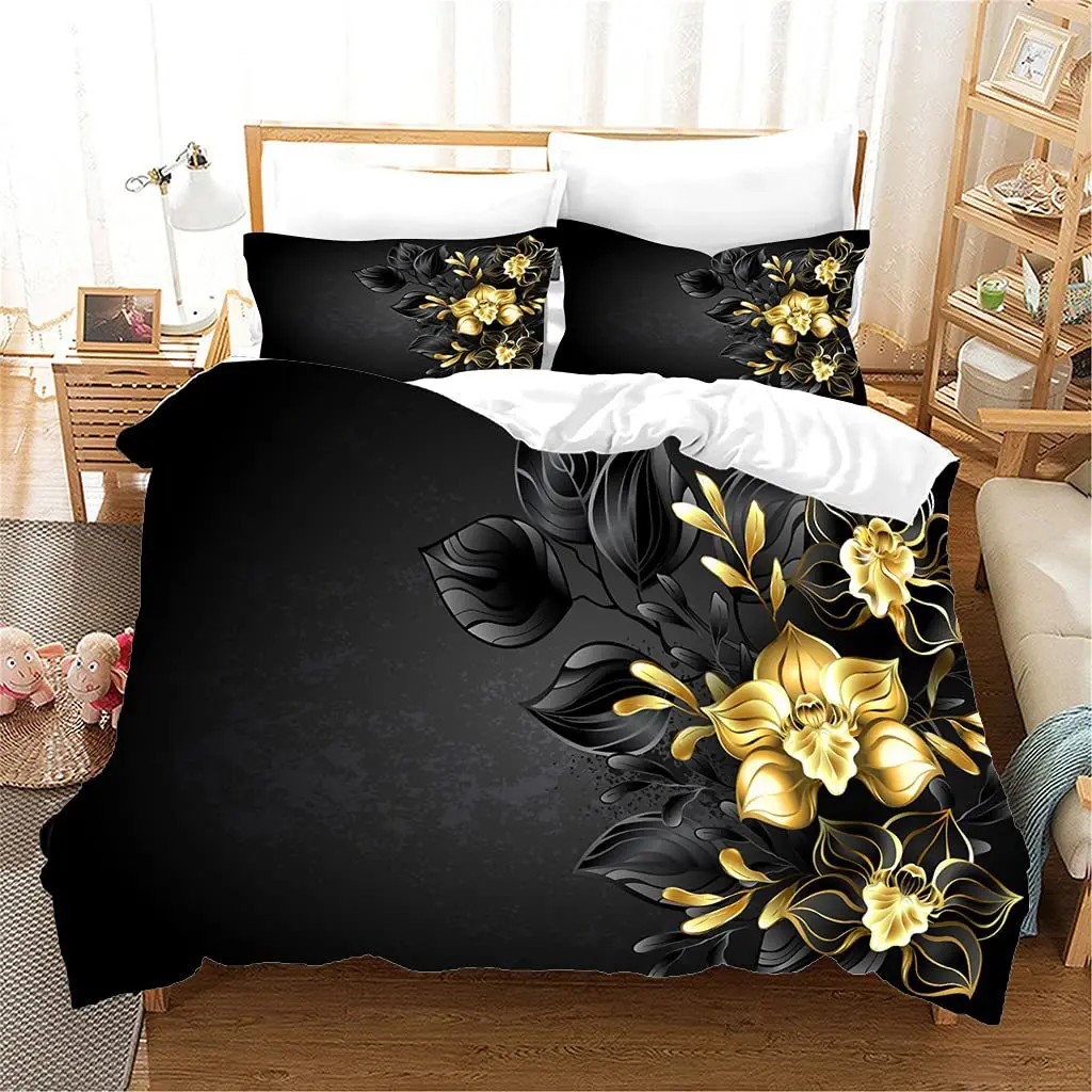 2/3pcs bedding set Digital Print Comfortable Duvet Cover for Home Bedroom Decoration, 1 Duvet Cover and 2pillowcase with Zippers
