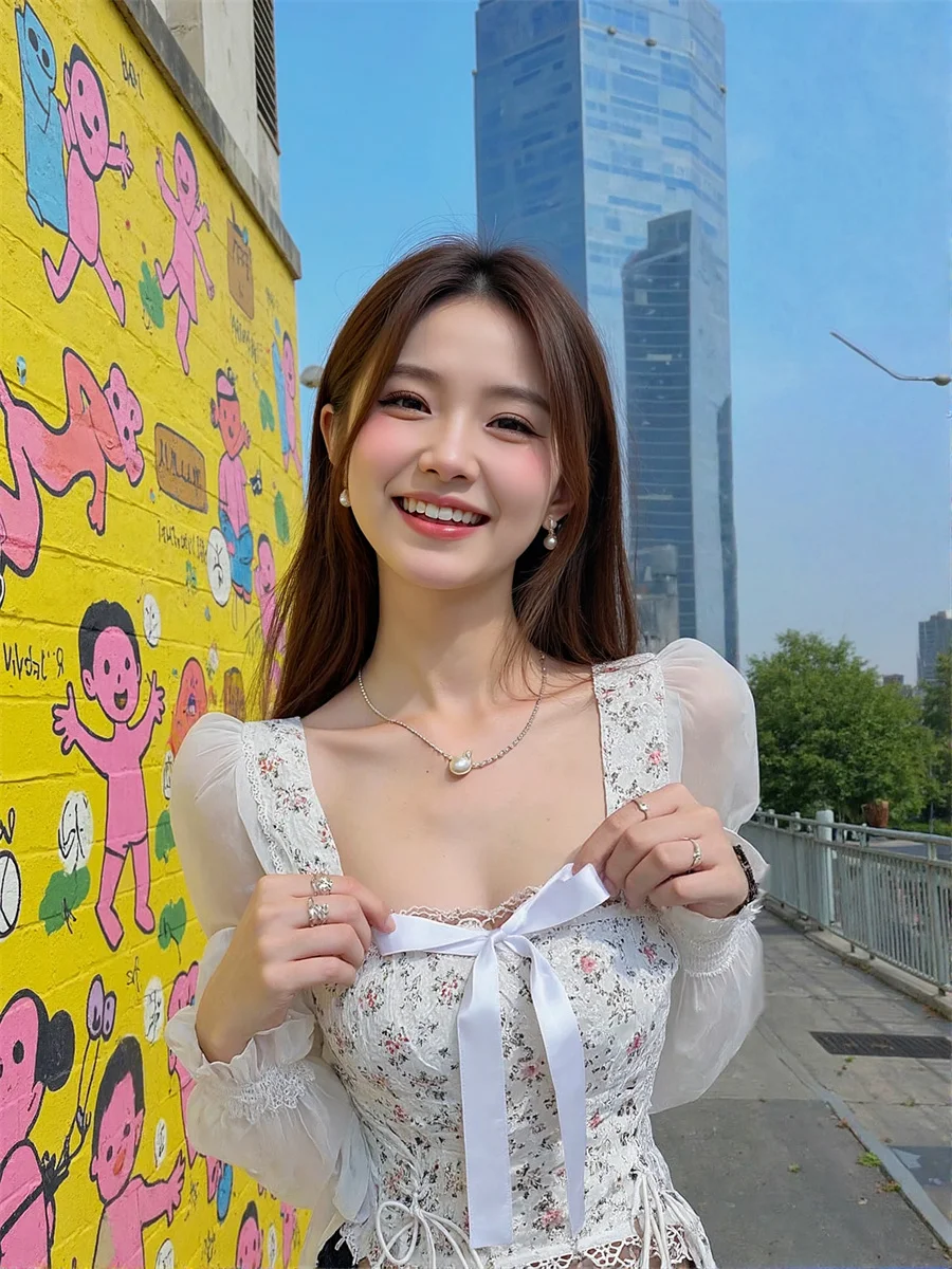 بلوزات قطنية نسائية بيضاء كبيرة الحجم مقاومة للشمس وأكمام قصيرة أنيقة أنثوية للشاطئ ملابس علوية كورية للسيدات مقاس كبير طويلة #5