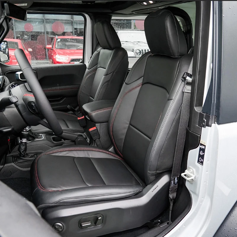 Maßgefertigte Autositzbezüge und Zubehör für 5 Sitze, Komplettset, hochwertiges Leder für Jeep Grand Cherokee, Compass, Wrangler. – Detail 4
