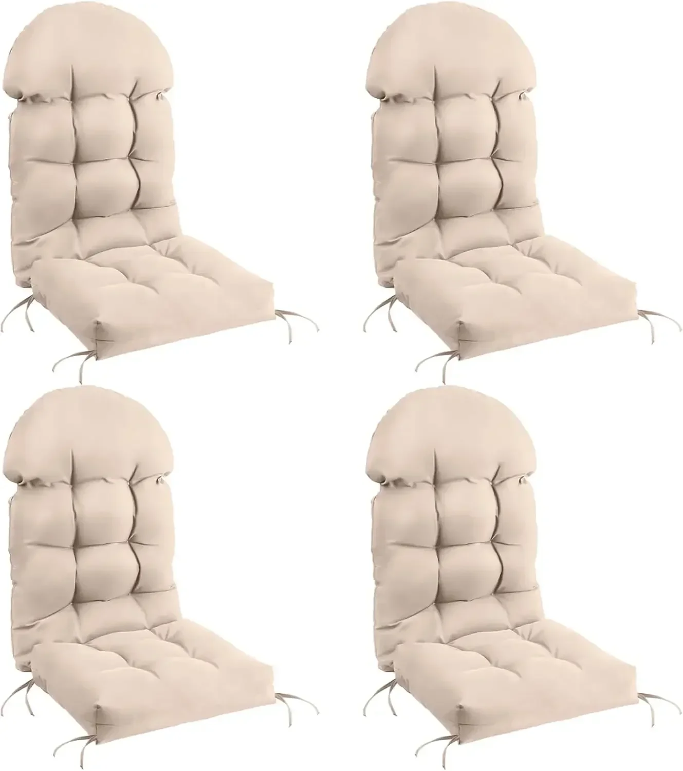 

Patio Chair Cushions Set of 4, Thicken Comfy Cushions for Rocker Non Slip Fade Shield Waterproof High Back with Ties