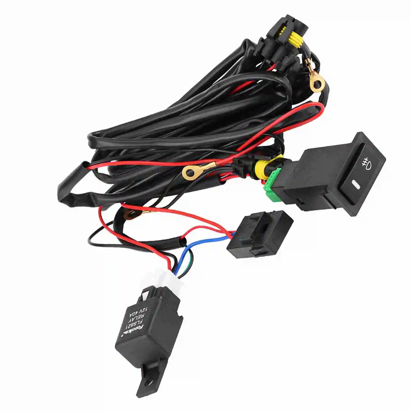 12V Universal Car LED Fog Light On/Off Switch Wiring Harness Relay Kit Fog Light Switch Wiring Kit LED Switch Wiring Relay
