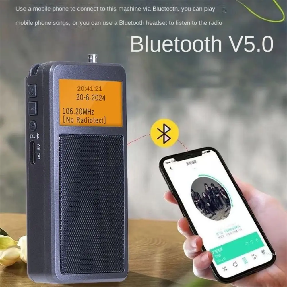 Mini reloj despertador portátil multifuncional con Bluetooth, altavoz incorporado, Radios estéreo DSP FM, reproductor de música recargable