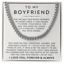 To My Boyfriend Cuban Chain Necklace, Gift For Boyfriend, Boyfriend Christmas Gift, Birthday Gift, Anniversary Gift For Him