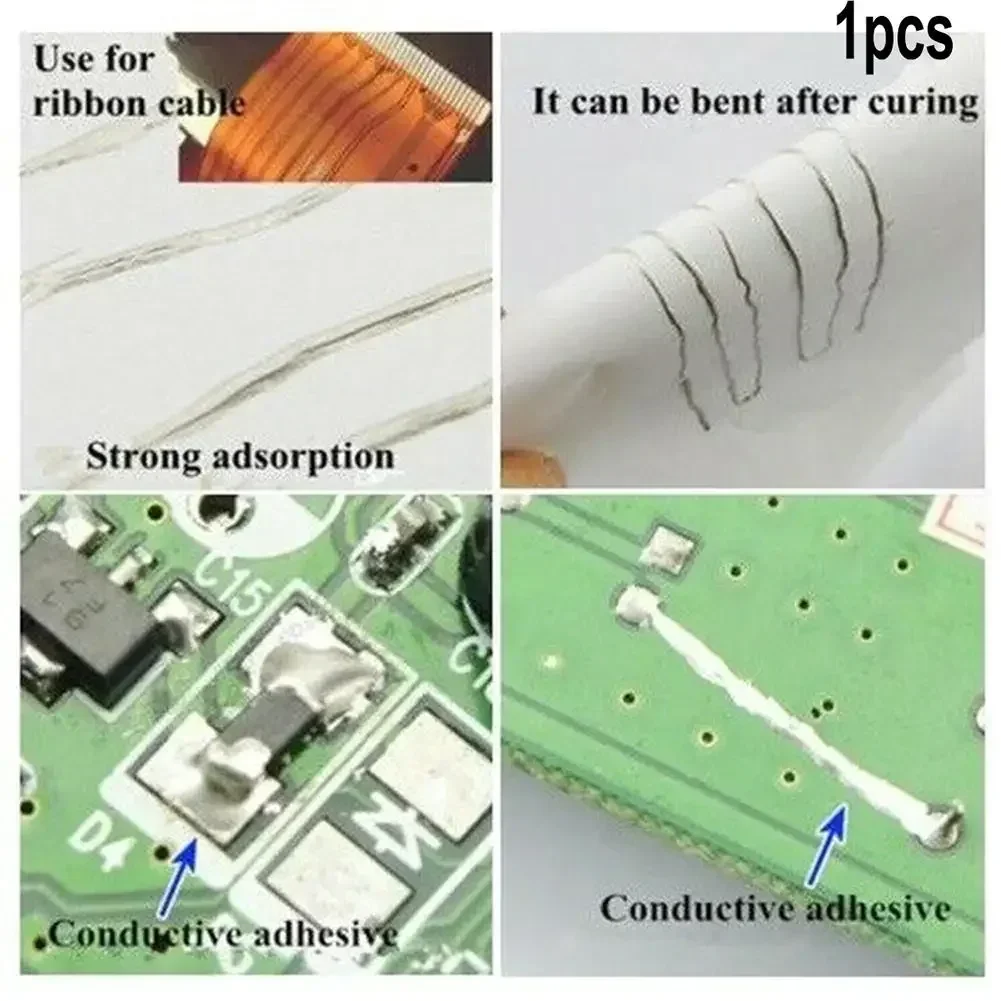 Imagem -02 - Pacote de Cola Condutora sem Solda Prata para Reparo de Borracha Pcb Placa Conector de Tinta Condutora Fios de Pasta 1