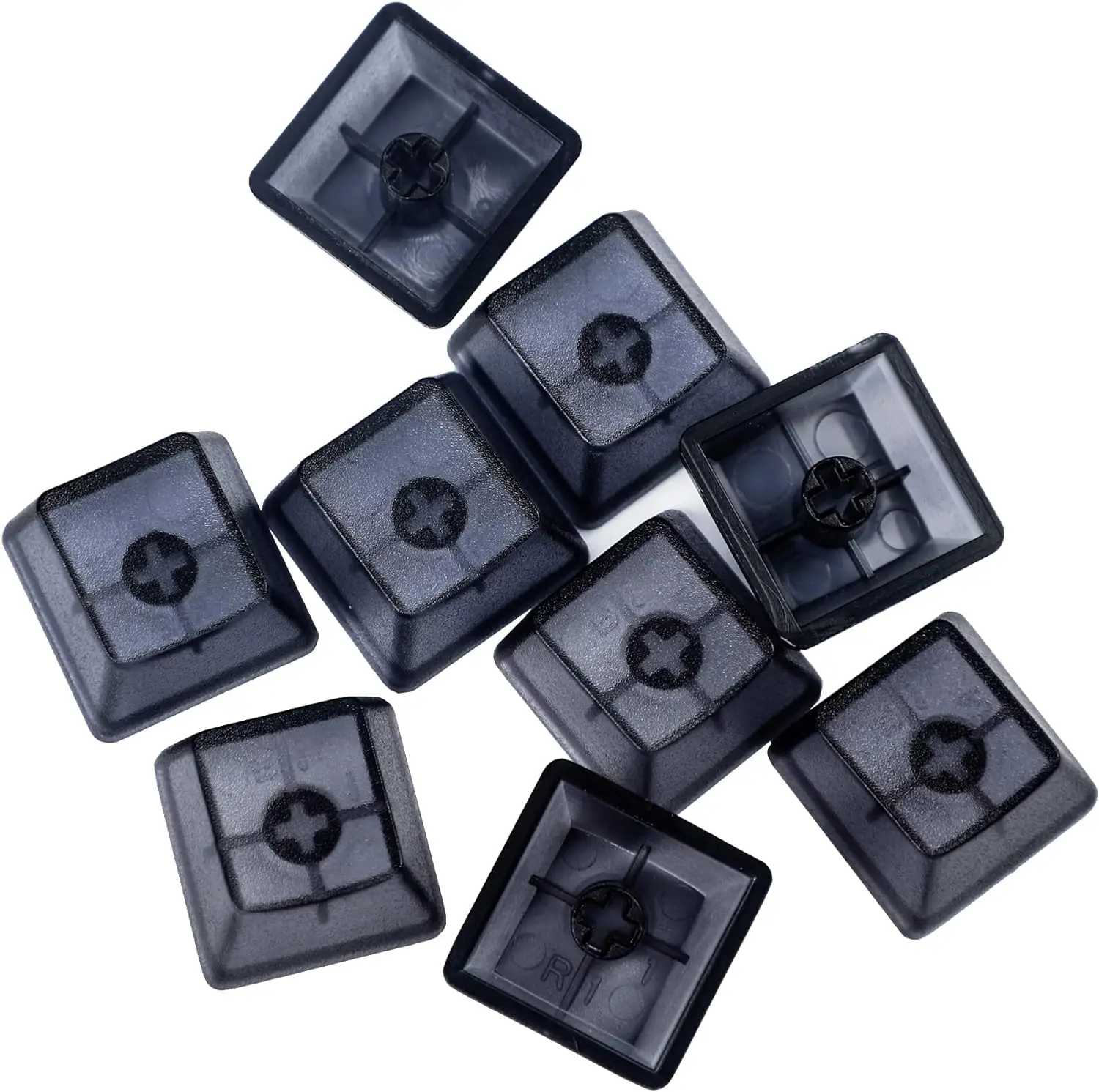 OEM Profile 9 KeysTranslucent Cherry MX Keycap Set for ESC W A S D and 4 Arrow Keys (Black Clear 9 Keys)