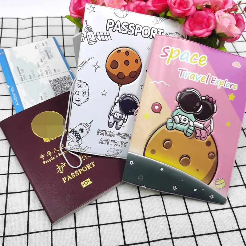 Passport Holder Astronaut Prints Lovers Travel Passport Cover with Ticket ID Credit Cards Slots Passport Case Protector Holder