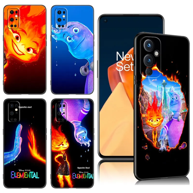 Disney Elemental Black Silicone Phone Case For OnePlus 10 11 12 ACE 2V 3V Pro 10R 11R 12R Nord CE 2 3 Lite N10 N20 SE N30 5G