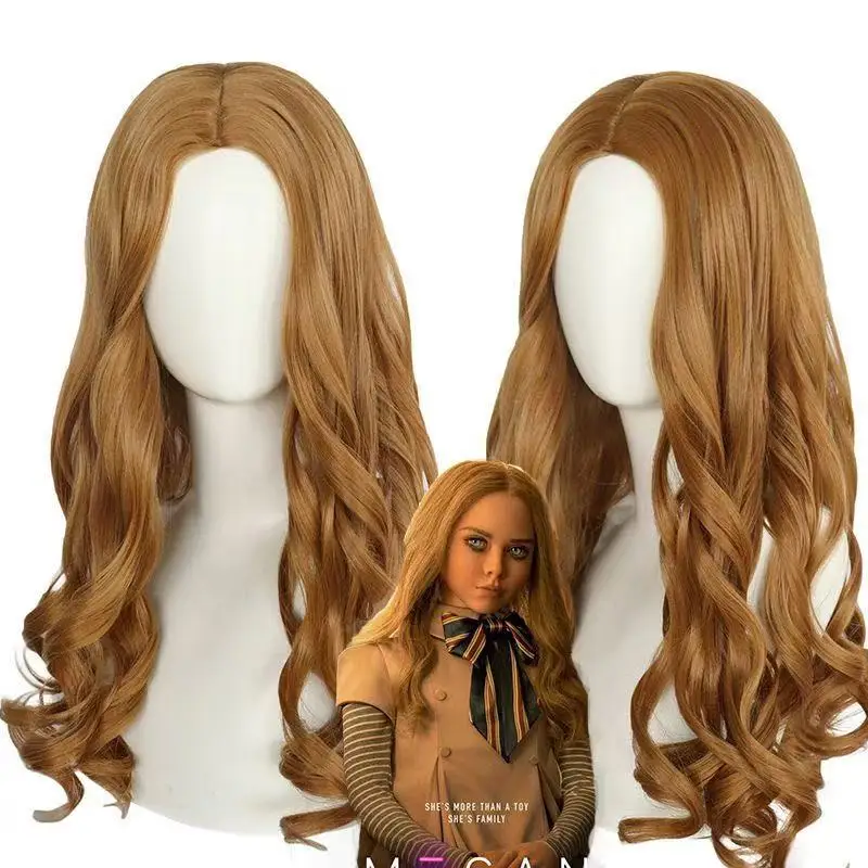 

1 piece of light brown medium length curly hair wig with M3GAN cosplay styling for the female lead of the American TV series