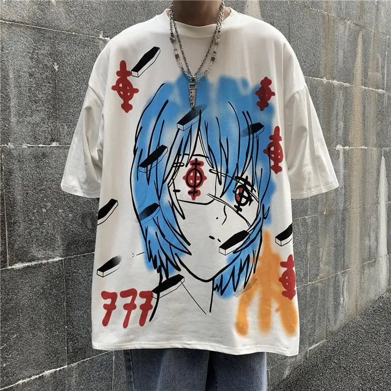 Graffiti Graphic T-Shirts Men Hip Hop Harajuku Tee Shirt Plus Size White Y2k Oversize Tshirts Women Short Sleeve Teenagers Tops