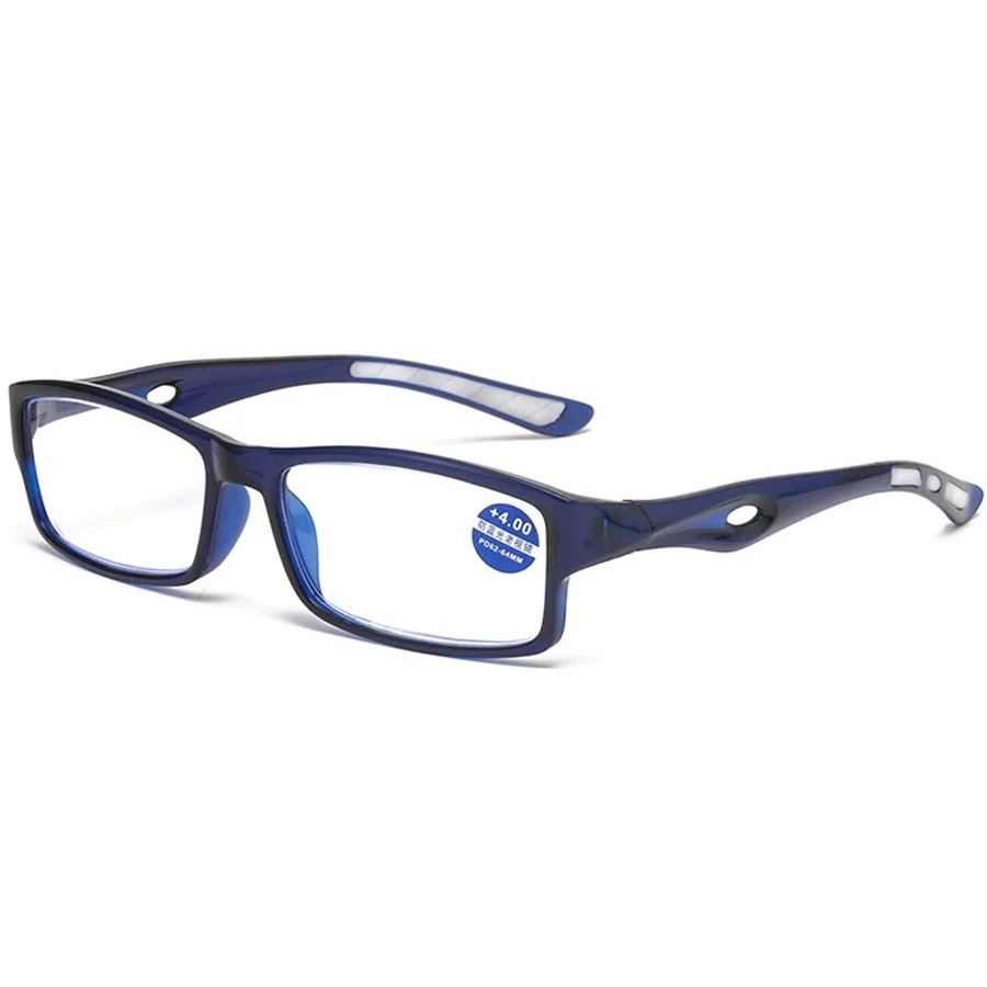 3PCS Sport Style Non-Prescription Reading Glasses Anti-Blue Light Rectangular Full Rim Eyewear, PC Frame Material