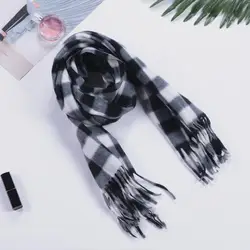 Versatile Double-sided Wrap Scarf Soft Plaid Scarf with Tassels Plaid Pattern Double-sided Velvet Adult Scarf for Men for Warmth