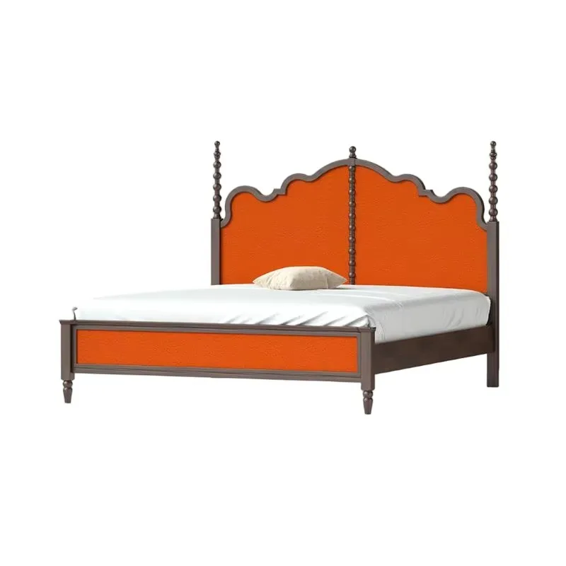 American Retro Home Bedroom Hotel Hand Carved Oak Solid Wood Double Bed 1.8m Simple Nordic Design Modern Bed