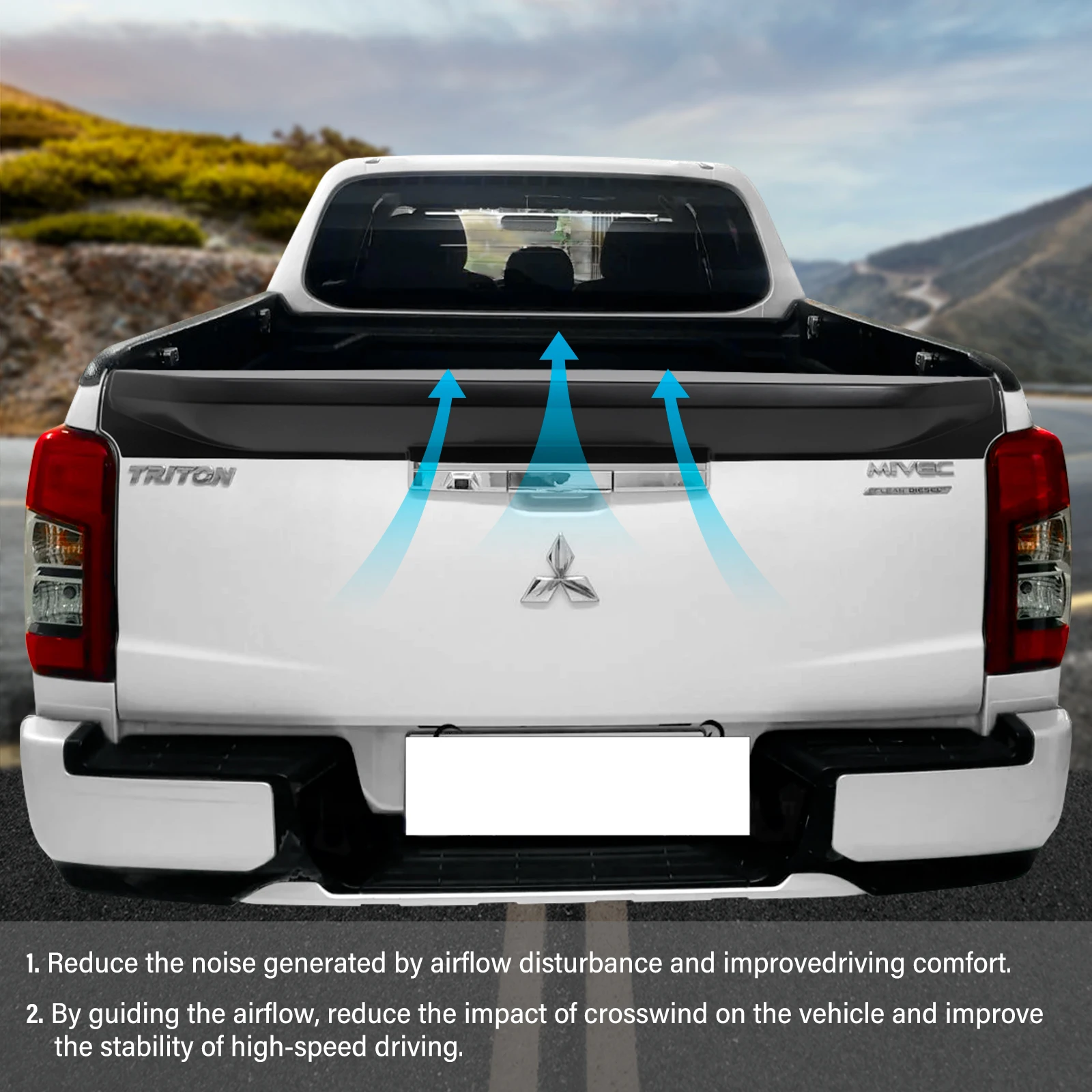 Portellone Tappo di Protezione Portellone Copertura per Mitsubishi Triton L200 2019 2020 2021 2022 2023 1PCS Nero Opaco Portellone Rail Guard