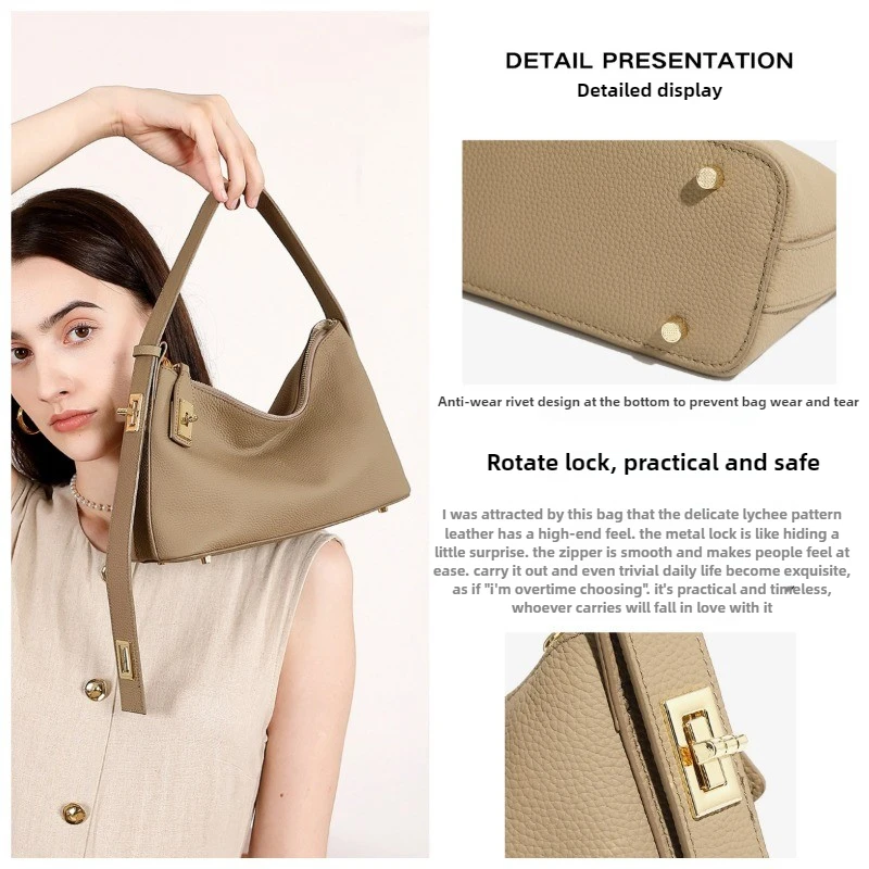 2025 الخريف الشتاء 100% جلد البقر زلابية حقيبة المحمولة تحت الإبط حقيبة كروسبودي مصمم حقيبة نسائية عالية الجودة هدية فاخرة