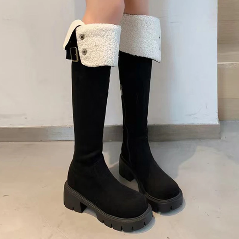 bottes-hautes-au-genou-pour-femmes-chaussures-chaudes-en-peluche-talon-carre-semelle-en-caoutchouc-mode-feminine-hiver