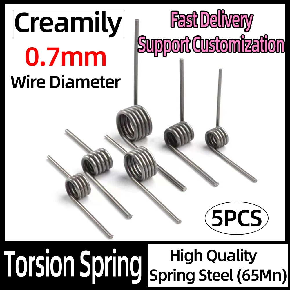 

Creamily 5PCS Helical Torsion Spring 65Mn Return Springs Wire Diameter 0.7mm V-Shaped Helicaltorsio Ring Angle 60-180 Degrees