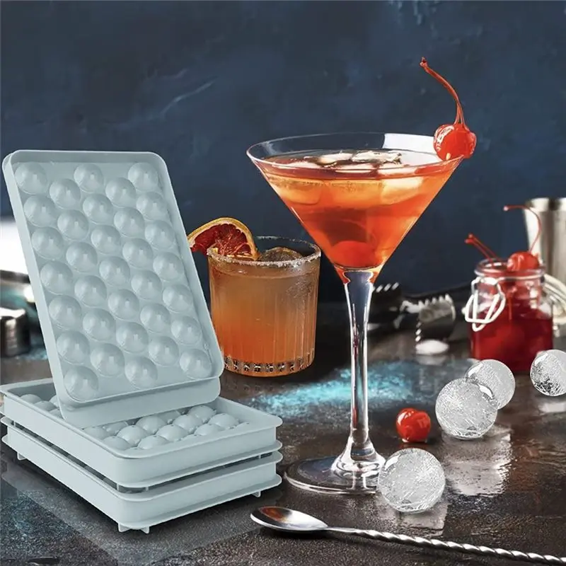 REST Round Ice Square Trays, Ice Ball Maker Mold for Freezer, Circle Ice Square Tray Making Sphere Ice Chilling Cocktail