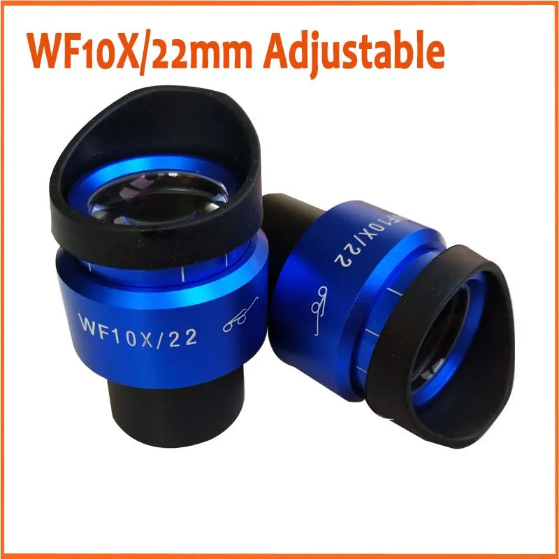 WF10X 22mm Blue Shell Zoom Adjustable High Eyepoint Stereoscopic Stereo Microscope Eyepiece Lens 30mm with Rubber Eye Guards