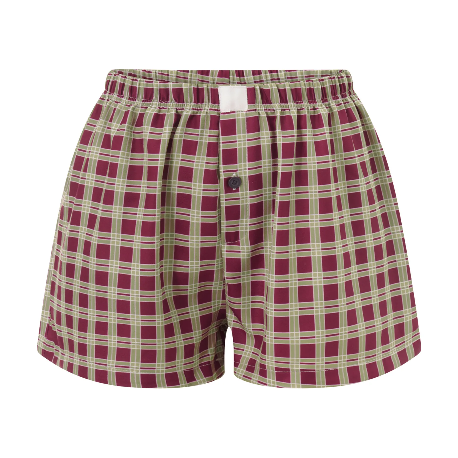 Pajama Pants Boxers Shorts Pants Women Outfits Elastic Waist Blue Checkered Y2k Vintage Shorts Casual Lounge Summer Beach Shorts