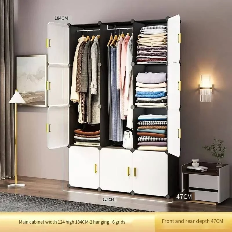 Nordic Clothes Wardrobe Closet Partitions Organizer Bedroom Plastic Wardrobe Display Storage