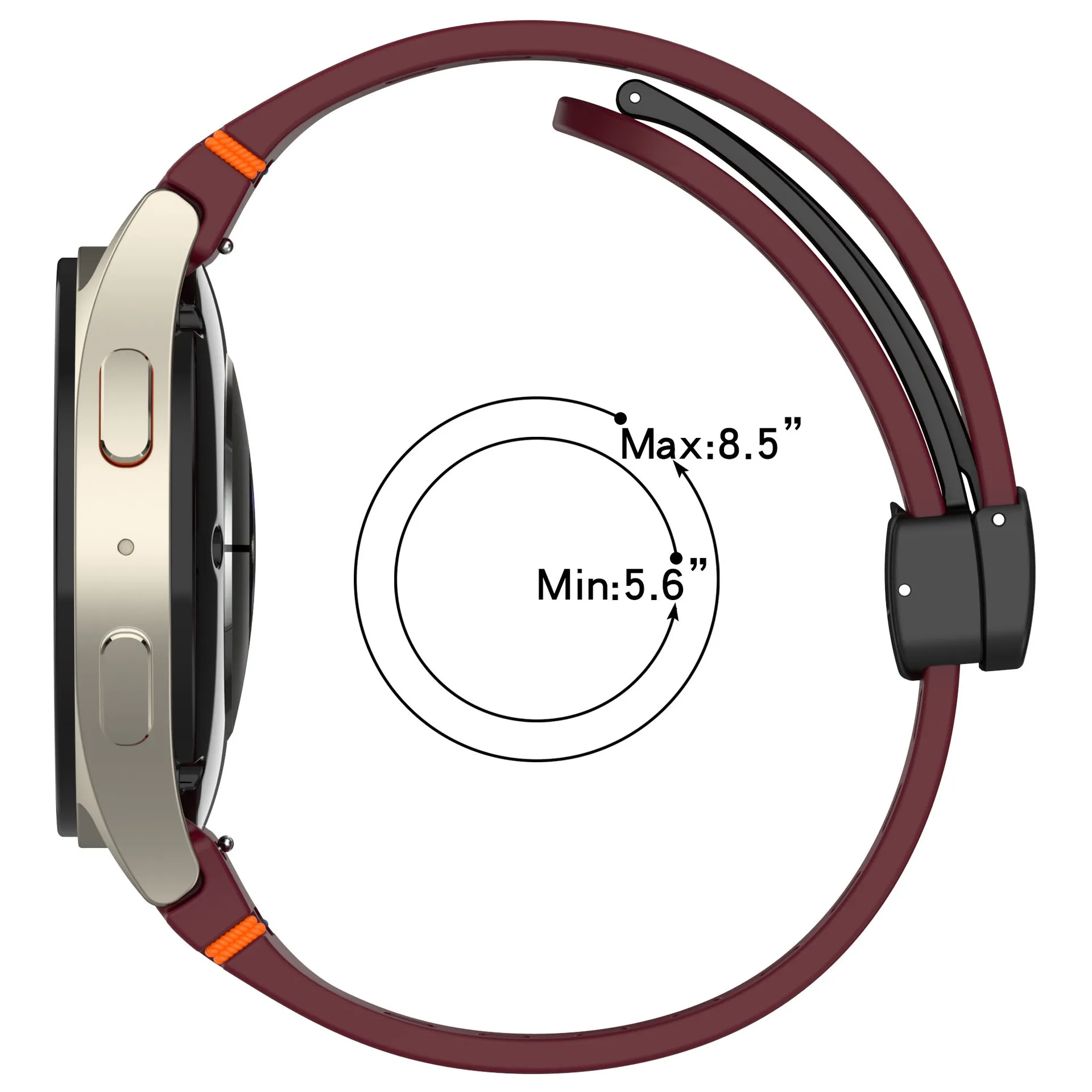 Silikonarmband für Samsung Galaxy Watch 7 6 5 4 FE 40 mm 44 mm/6 Classic/5Pro Magnetschnallenarmband Keine Lücken Galaxy Watch7 Band – Detail 5
