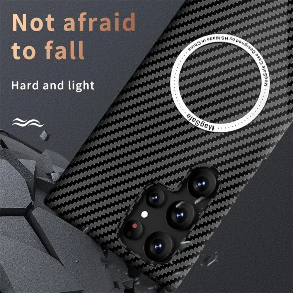 Ultra Slim Carbon Fiber Magnetic Case for Magsafe Samsung Galaxy S26 S25 S24 Ultra S23 S21 Plus S25+ S24+ Mac Safe Matte Cover