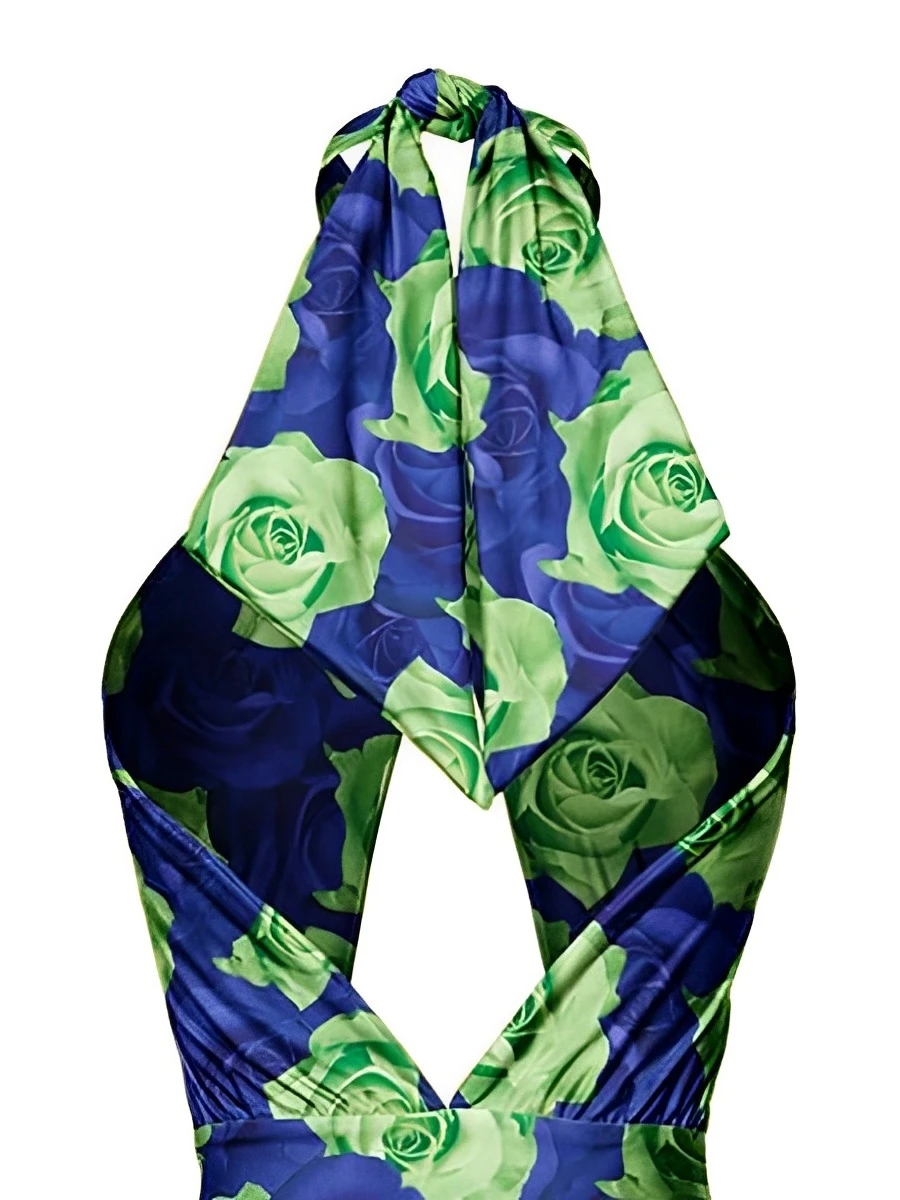 2026 Cross Halter Hollow Monokini Floral Swimsuit Women One Piece Swimwear Female Beachwear Bathers Bathing Swimming Swim Suit