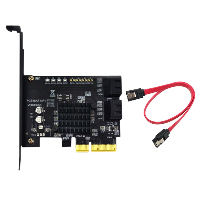 PCI-E4 Ports Expansion Card Sata Controller Card PCI to SATA 3.0 88SE9230 Extended IPFS Hard Disk RAID Card+SATA Cable