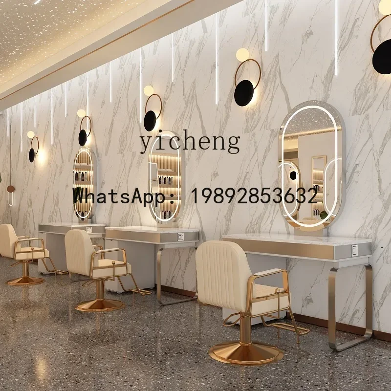 J1    hair shop double-sided mirror table perm and dye mirror table marble table hair cutting mirror