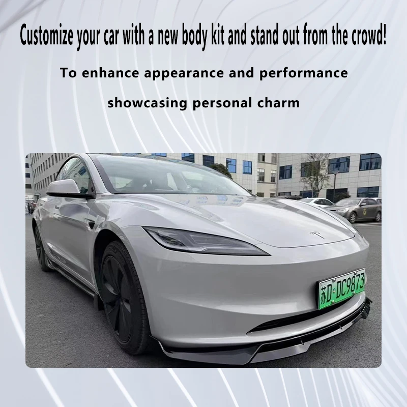 For Tesla 2024 Model 3 highland Body Kit Carbon fiber pattern Rear Diffuser Spoiler Front Bumper Lip Side Skirt Car Accessories