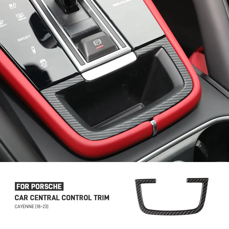 

Real Dry Carbon Fiber Car Inner Door Central Control Ashtray Frame Cover Trim Stickers Accessories For Porsche Cayenne 2018-2023