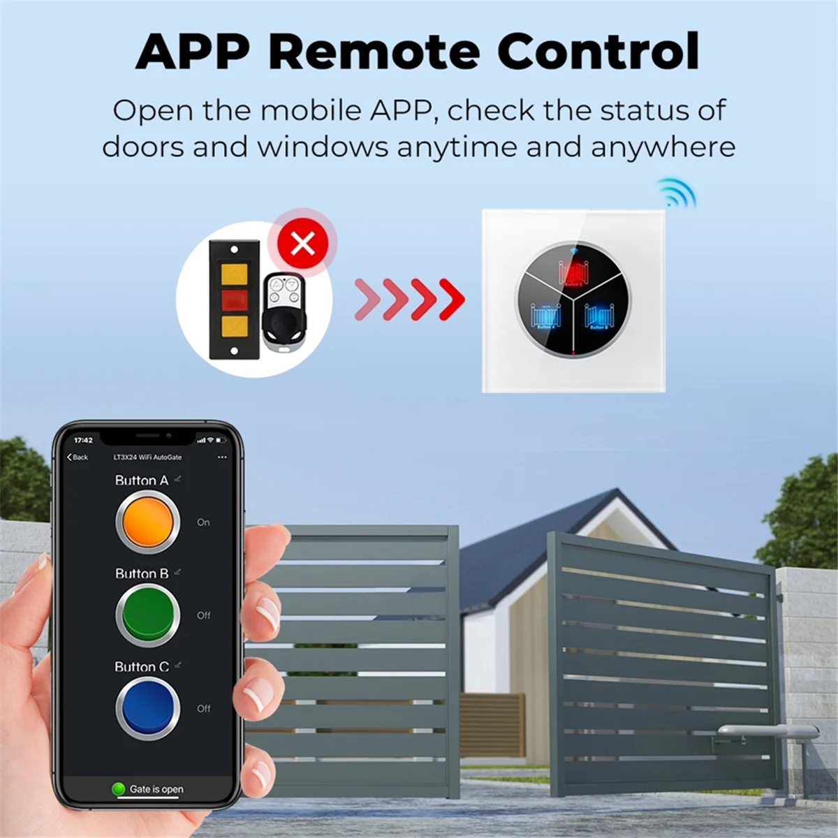 Interruttore WiFi remoto per apertura porta garage wireless BISM1 controllato universale da smartphone per apricancello automatico