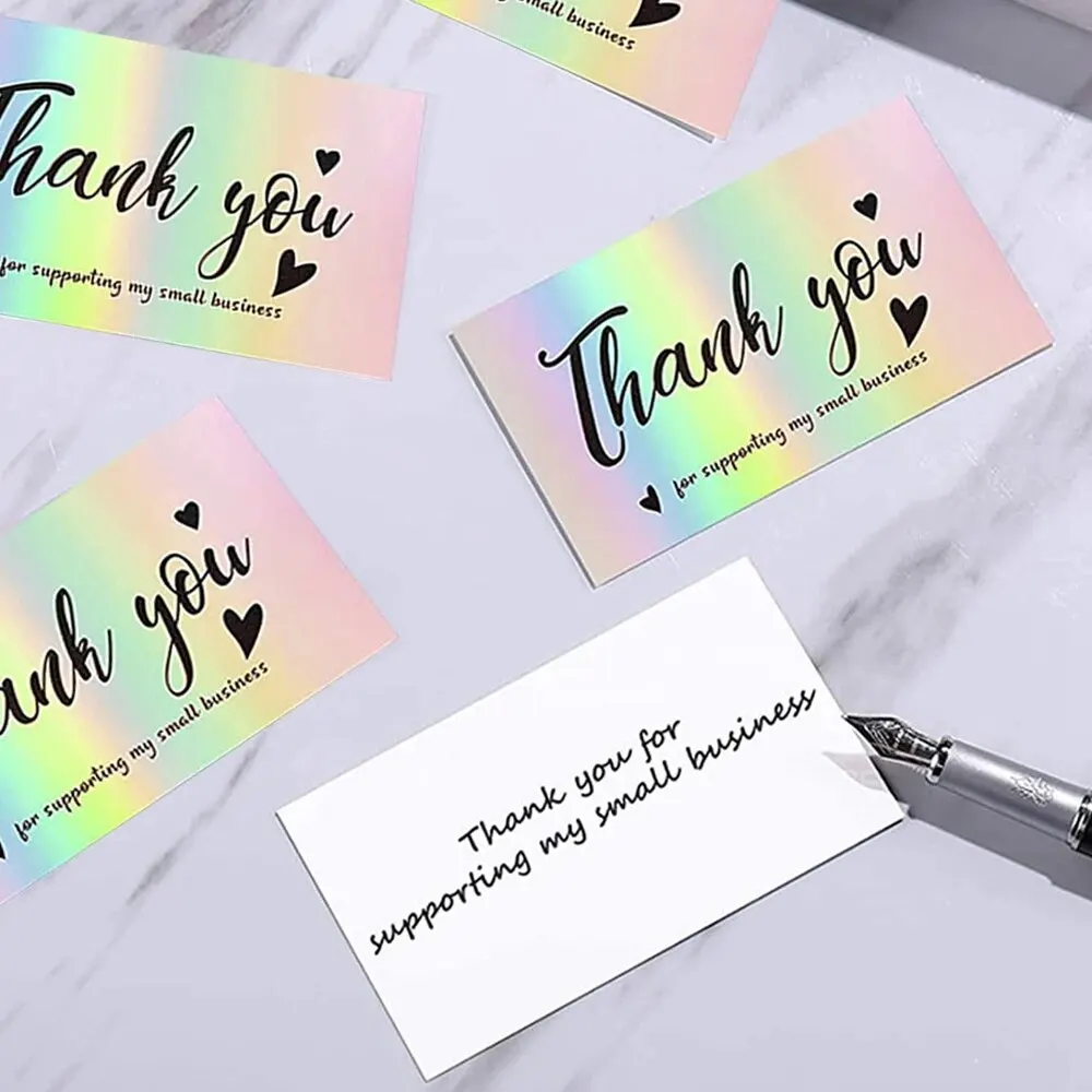 30/50pcs Thank You Cards For Small Business Colorful Laser Paper Thank You For Your Order \