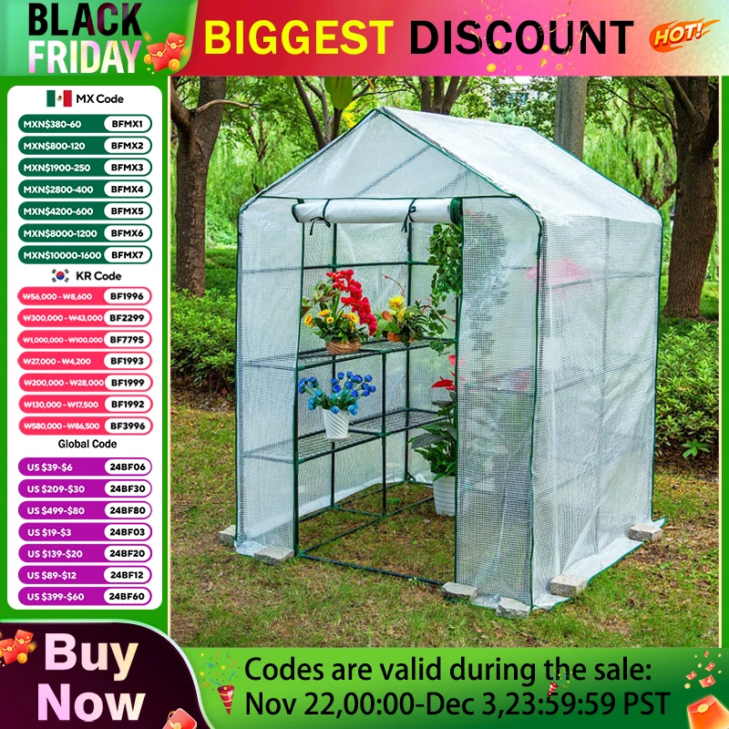 Large Walk-in Greenhouse Wintering Plant Protection Cover Outdoor Indoor Garden Flowe Potted Frost Rain Protection Grow Tent