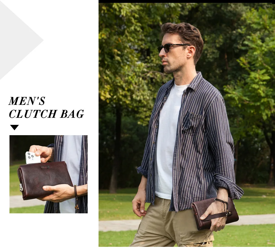 Full Grain Leather IPad Case with Password Lock Anti-Theft Multi-Function Mobile Phone Bag Portable Accessories Storage Bag