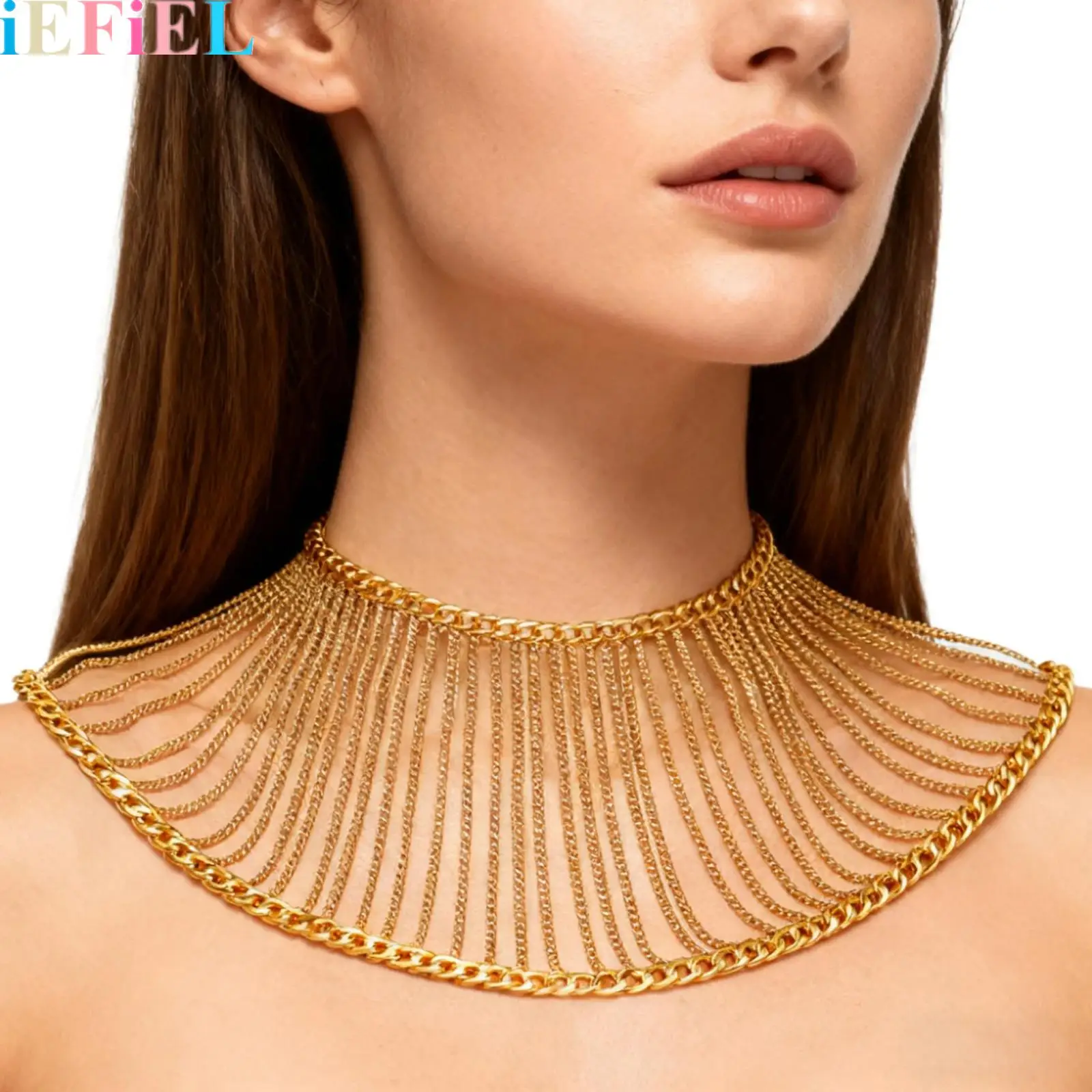 

Metal Body Chains Necklace Women Collar Jewelry Chain Nightclubs And Parties Shoulder Alloy Accessory