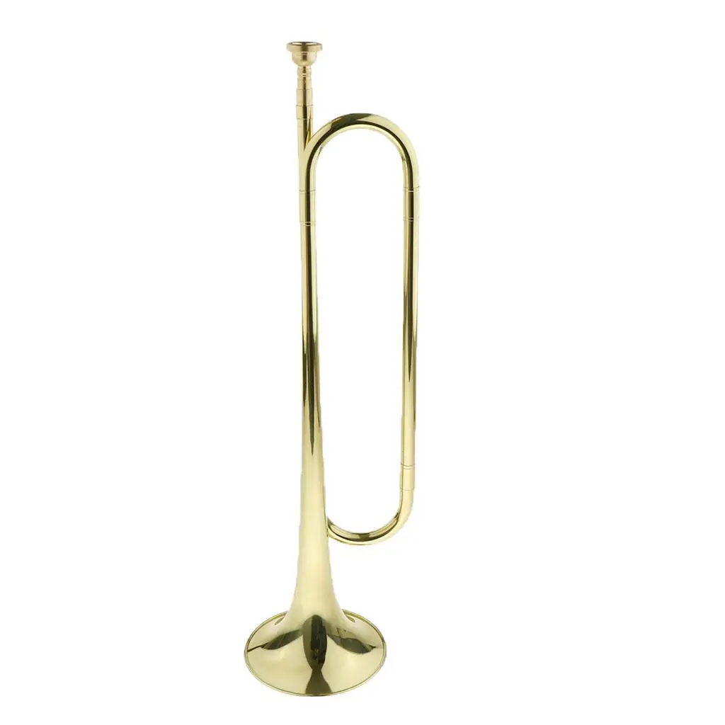 1 stuk gouden studenten trompet bugel koperinstrument, goudkleurig, 50,5 x 12,2 cm