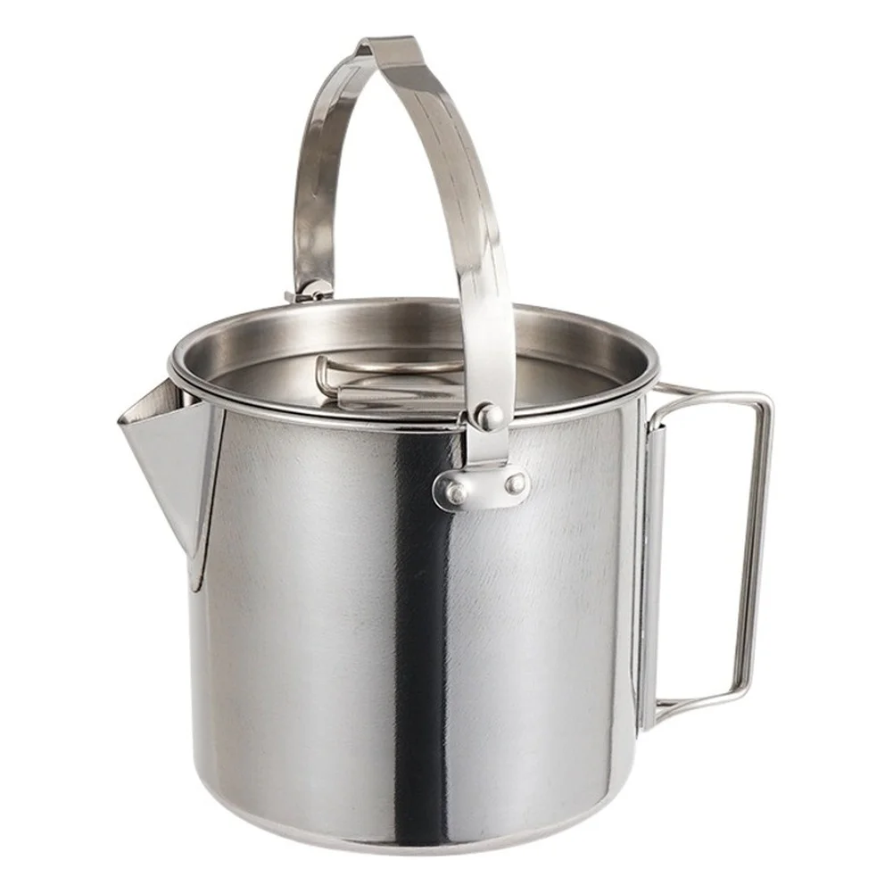 Stainless Steel 1.2L Portable Camping For kettle with Foldable Handle for Boiling Water Coffee Cooking Outdoor Adventures