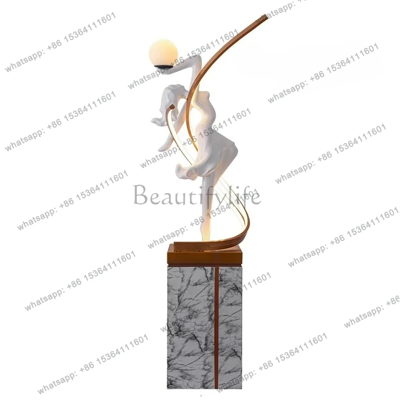 

Light luxury art dancing humanoid sculpture ornament living room stairs luminous decoration floor lamp ornament