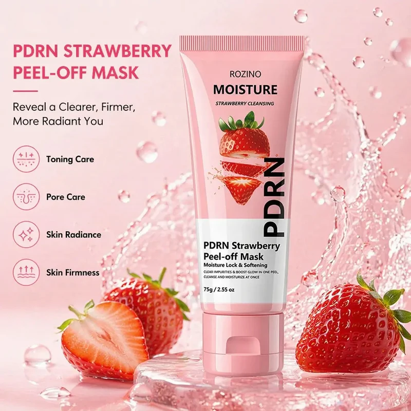 75g Pdrn+Strawberry Peel-Off Mask, Large Capacity, Comes with a Facial Scraper, Effectively Reduces Dry Lines, Tightens and Lifts the Face, Makes Skin Appear Younger, and Leaves Skin Smooth and Glowing Easy At-Home Spa Facial Care, Hydrating and Moisturizing Facial Mask, Softens and Brightens Skin Texture, Refreshing and Non-Greasy, Suitable for Daily Use.