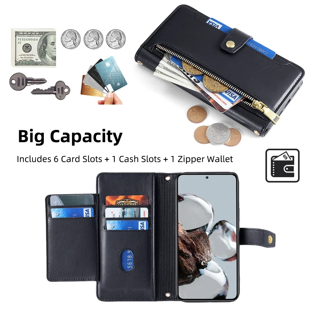 Wallet Case for Huawei Pura 70 Pro Plus 5G, Flip Leather Book Phone Cover for Pura 70 Ultra Stand Card Holder with 2 Straps