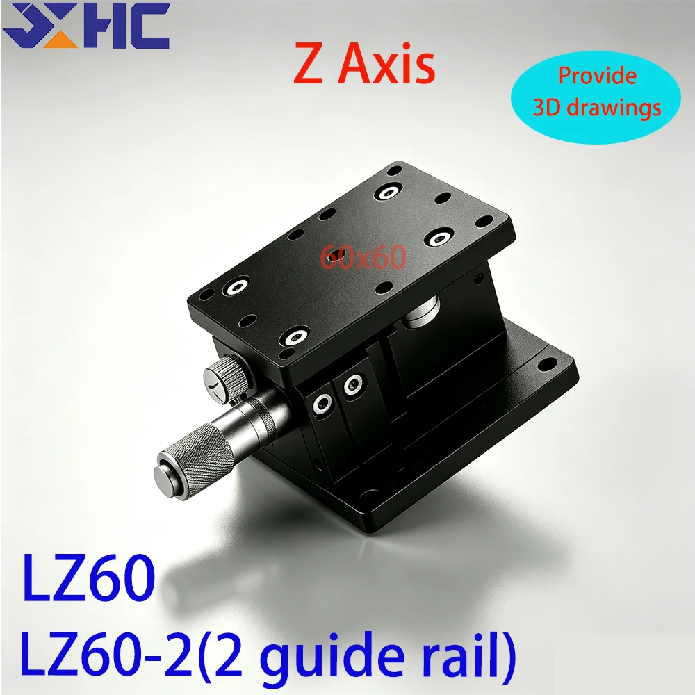 Z Axis 60x60mm LZ60 LZ60-2 One-Rail Two-Rail Manual Displacement Lifting Platform Manual Fine Adjustment Platform Sliding Table