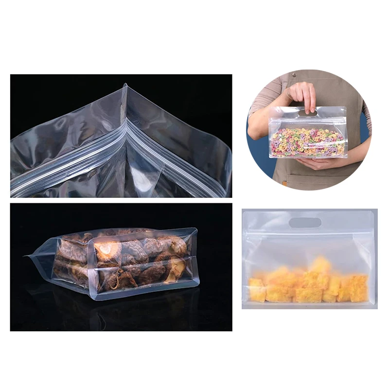 Reusable Airtight Food Storage Bags  Large Capacity Dry Food Clear Bags Extra Thick Leakproof Free Zipper Snack Freezer Bags