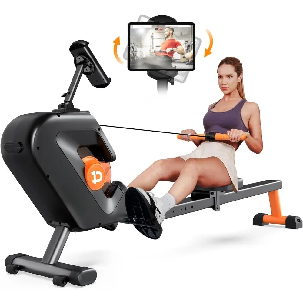 

Tablet Holder Rowing Machine for Exercises Max 350 LBS Magnetic Rower With LCD Monitor Diet Excercise Fitness Equipment Home Gym