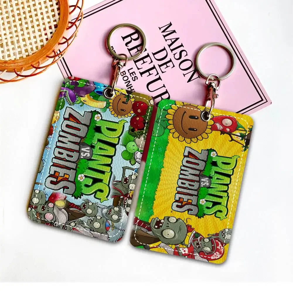 P-Plants-vs Cartoon Z-ZombieS Access & Meal Card Holder Keychain Credit ID Bank Card Protective Case Keychain Pendant Fashion